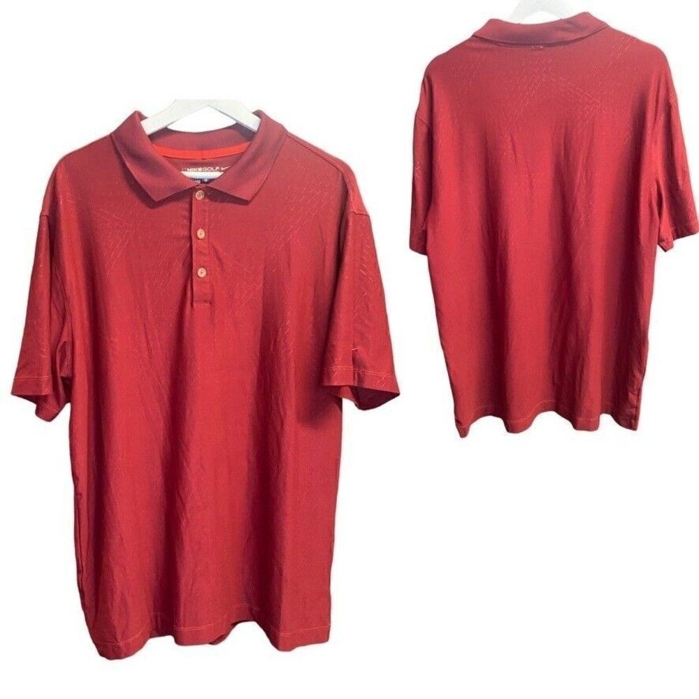Nike Dri Fit Golf Polo tour performance shirt size L mens athletic burgundy red